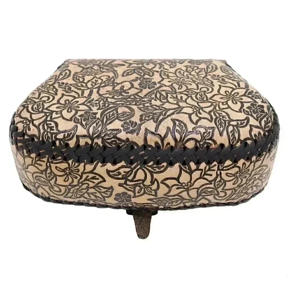 Tan Engraved Floral Leather Shoulder‎ Bag Bohemian Summer Bag Across Body Bag